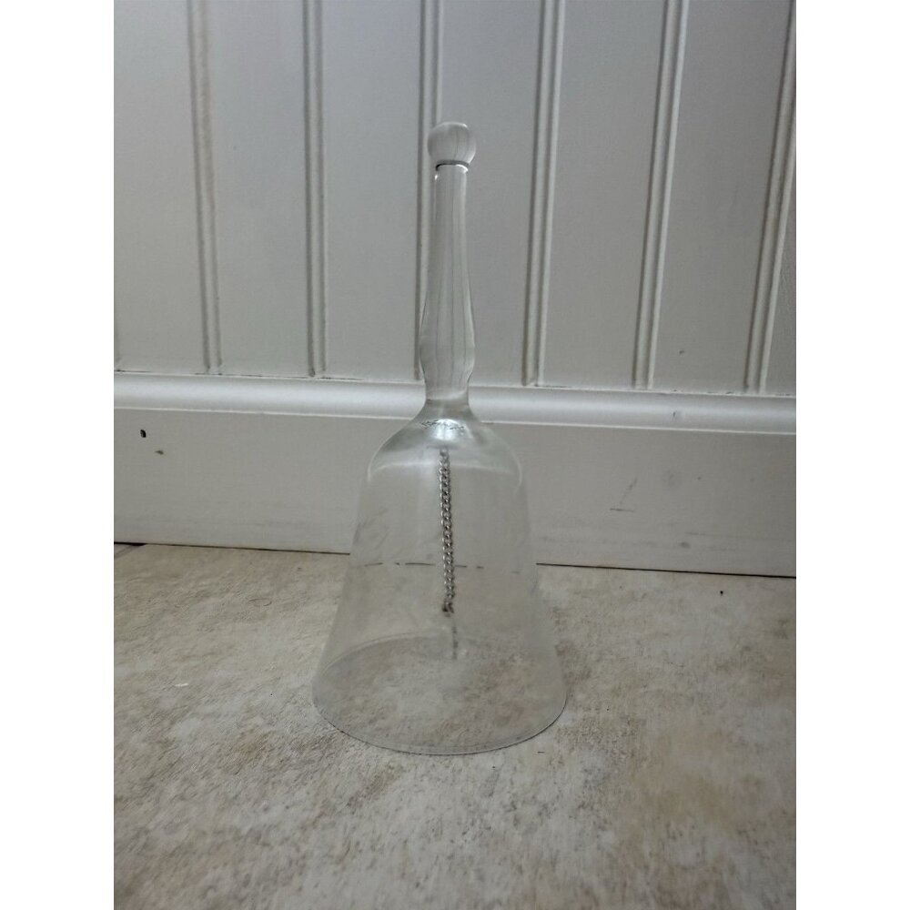 Vintage PRINCESS HOUSE Etched Clear Crystal Glass Bell 6"